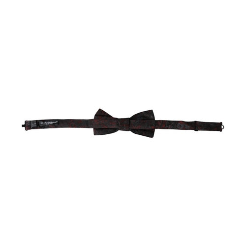 Dolce & Gabbana Red Black Floral Adjustable Neck Men Bow Tie
