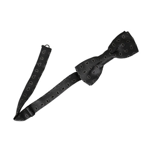 Dolce & Gabbana Black Silk Patterned Adjustable Neck Men Bow Tie