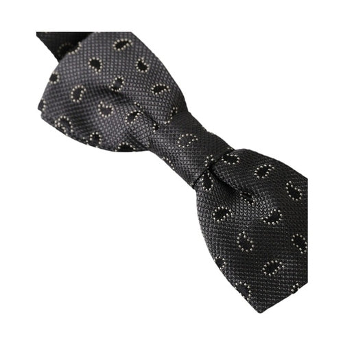 Dolce & Gabbana Black Silk Patterned Adjustable Neck Men Bow Tie