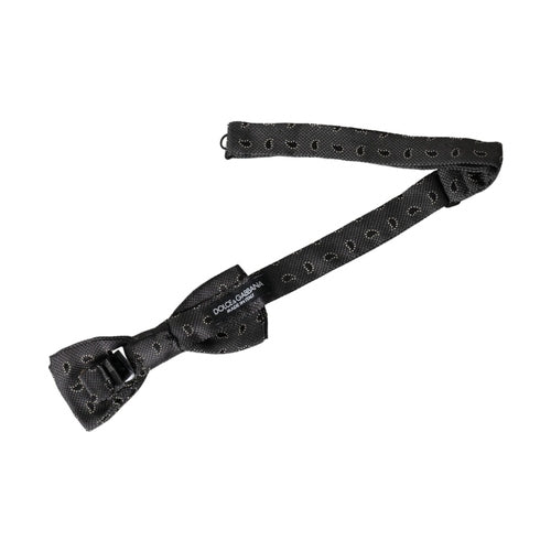 Dolce & Gabbana Black Silk Patterned Adjustable Neck Men Bow Tie
