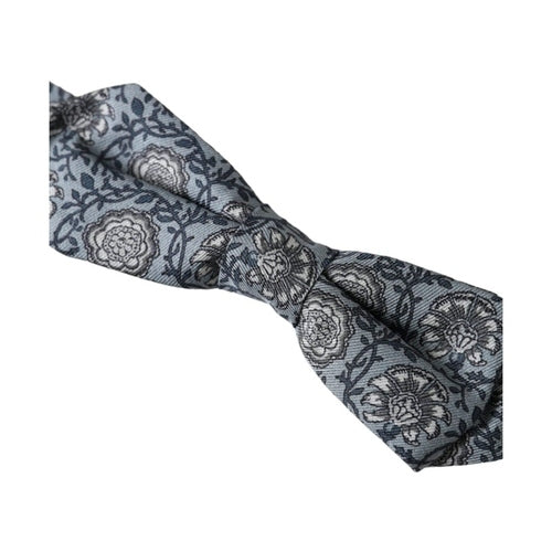 Dolce & Gabbana Gray Silk Patterned Adjustable Neck Men Bow Tie