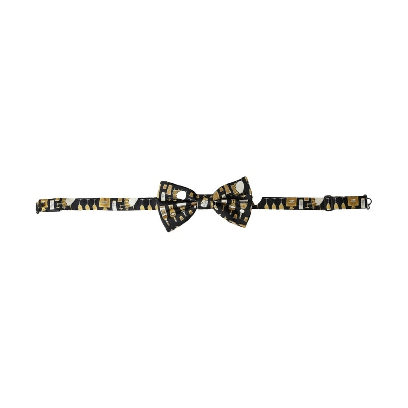 Dolce & Gabbana Black Silk Cocktail Adjustable Neck Men Bow Tie