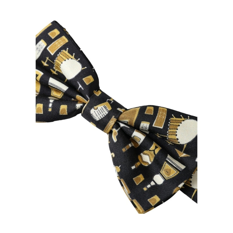Dolce & Gabbana Black Silk Cocktail Adjustable Neck Men Bow Tie