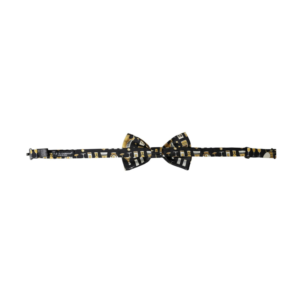 Dolce & Gabbana Black Silk Cocktail Adjustable Neck Men Bow Tie