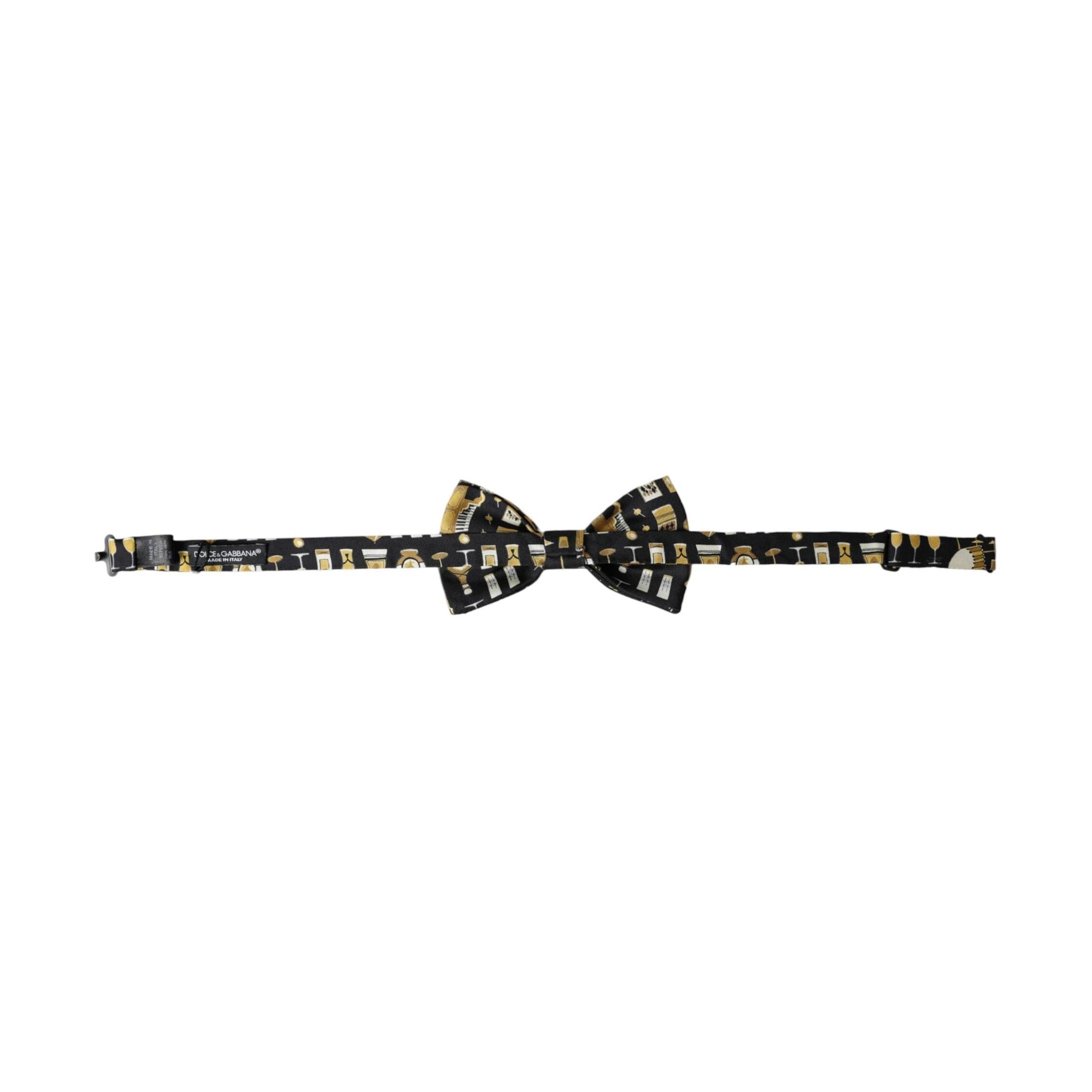 Dolce & Gabbana Black Silk Cocktail Adjustable Neck Men Bow Tie