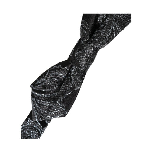 Dolce & Gabbana Black Silk Jacquard Adjustable Neck Men Bow Tie