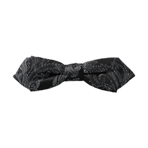Dolce & Gabbana Black Silk Jacquard Adjustable Neck Men Bow Tie