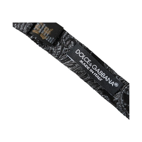 Dolce & Gabbana Black Silk Jacquard Adjustable Neck Men Bow Tie