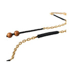 Dolce & Gabbana Black Gold Wooden Beaded Logo Pendant