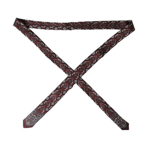 Dolce & Gabbana Bordeaux Printed 100% Silk Adjustable Men Tie