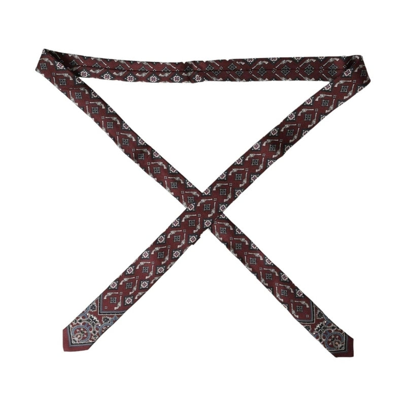 Dolce & Gabbana Bordeaux Printed 100% Silk Adjustable Men Tie