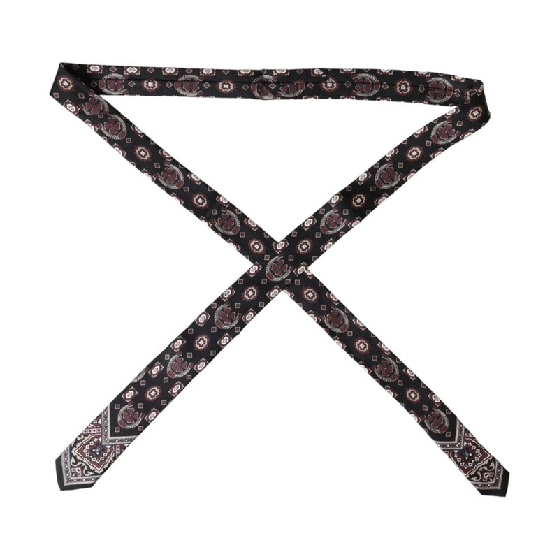 Dolce & Gabbana Black Printed 100% Silk Adjustable Men Tie