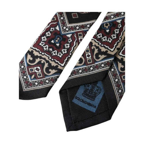 Dolce & Gabbana Black Printed 100% Silk Adjustable Men Tie