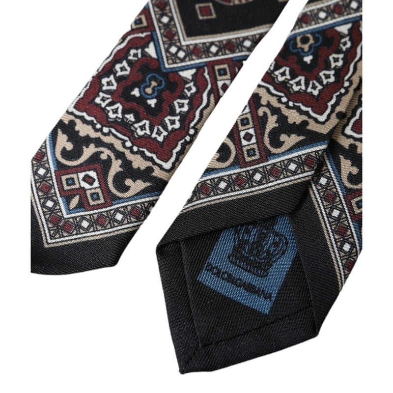 Dolce & Gabbana Black Printed 100% Silk Adjustable Men Tie