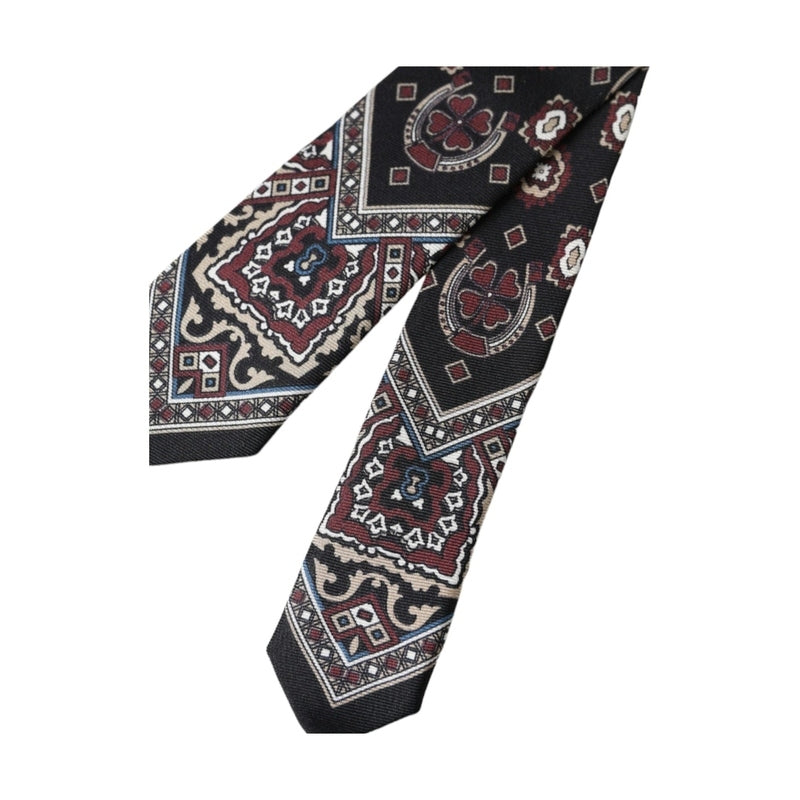 Dolce & Gabbana Black Printed 100% Silk Adjustable Men Tie