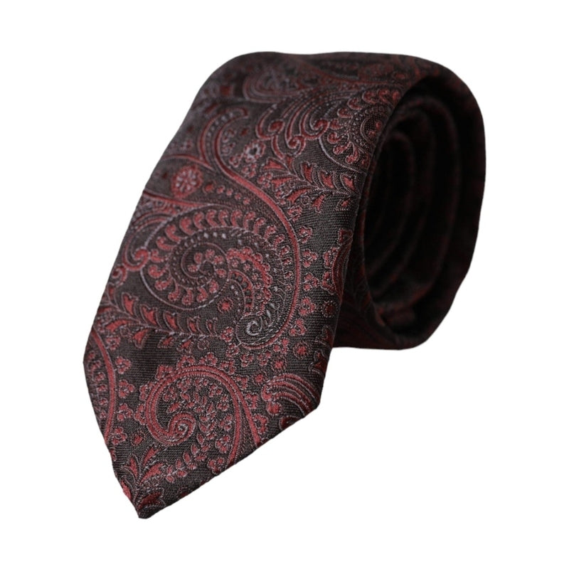 Dolce & Gabbana Bordeaux Patterned Silk Adjustable Men Tie