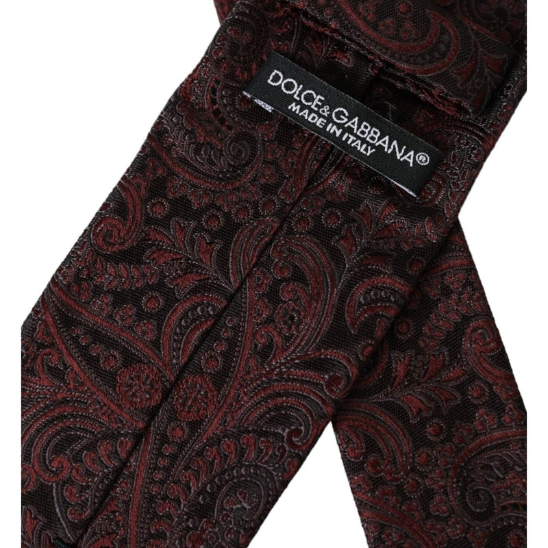 Dolce & Gabbana Bordeaux Patterned Silk Adjustable Men Tie
