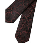 Dolce & Gabbana Maroon Floral Fantasy Silk Adjustable Men Tie
