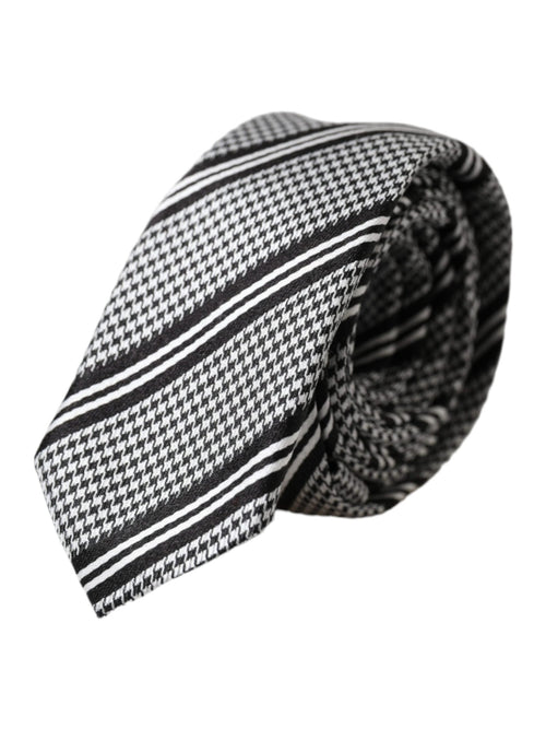 Dolce & Gabbana Black White Stripes Silk Adjustable Tie