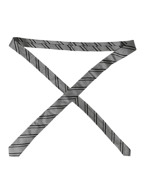 Dolce & Gabbana Black White Stripes Silk Adjustable Tie