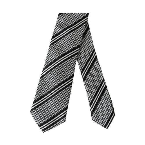 Dolce & Gabbana Black White Stripes Silk Adjustable Tie