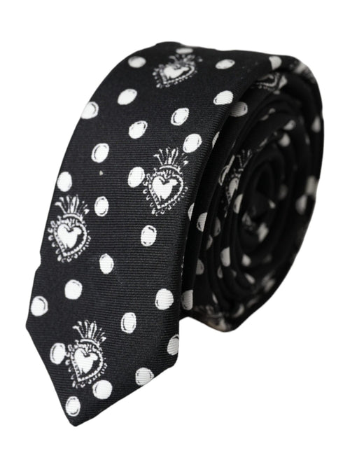 Dolce & Gabbana Black Heart Polka Dot Adjustable Tie