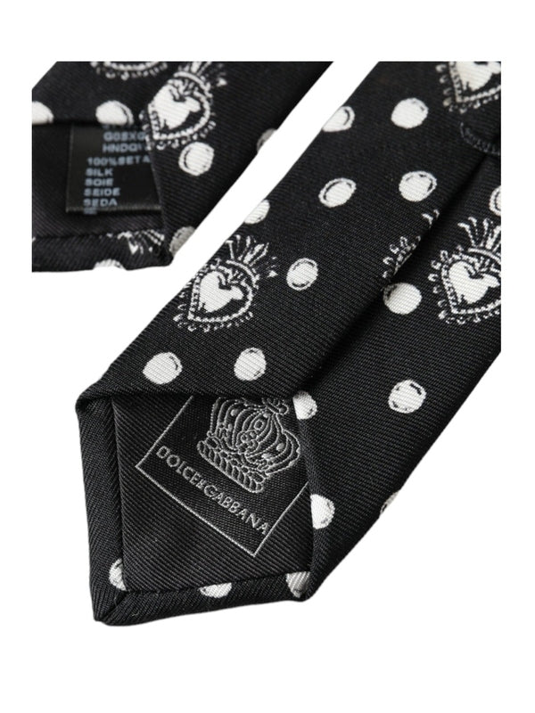 Dolce & Gabbana Black Heart Polka Dot Adjustable Tie