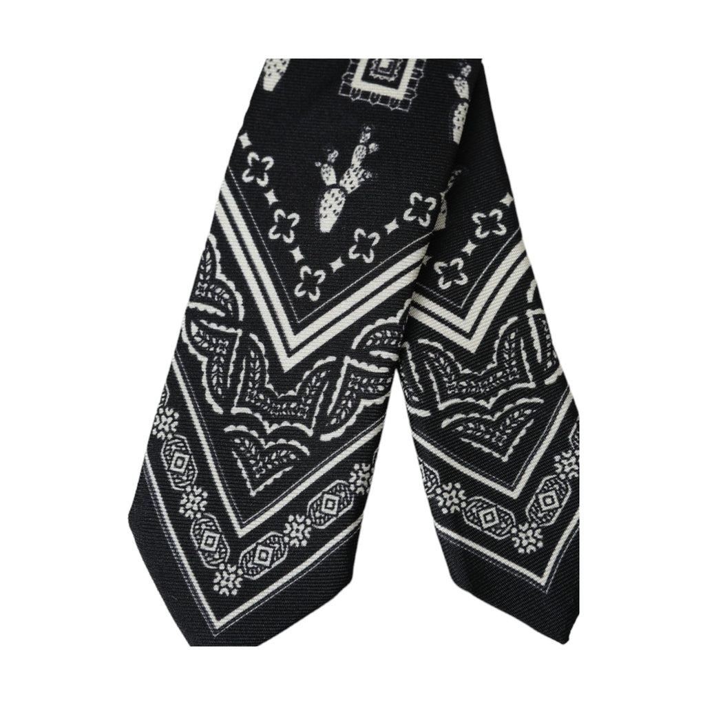 Dolce & Gabbana Black Patterned 100%Silk Adjustable Tie