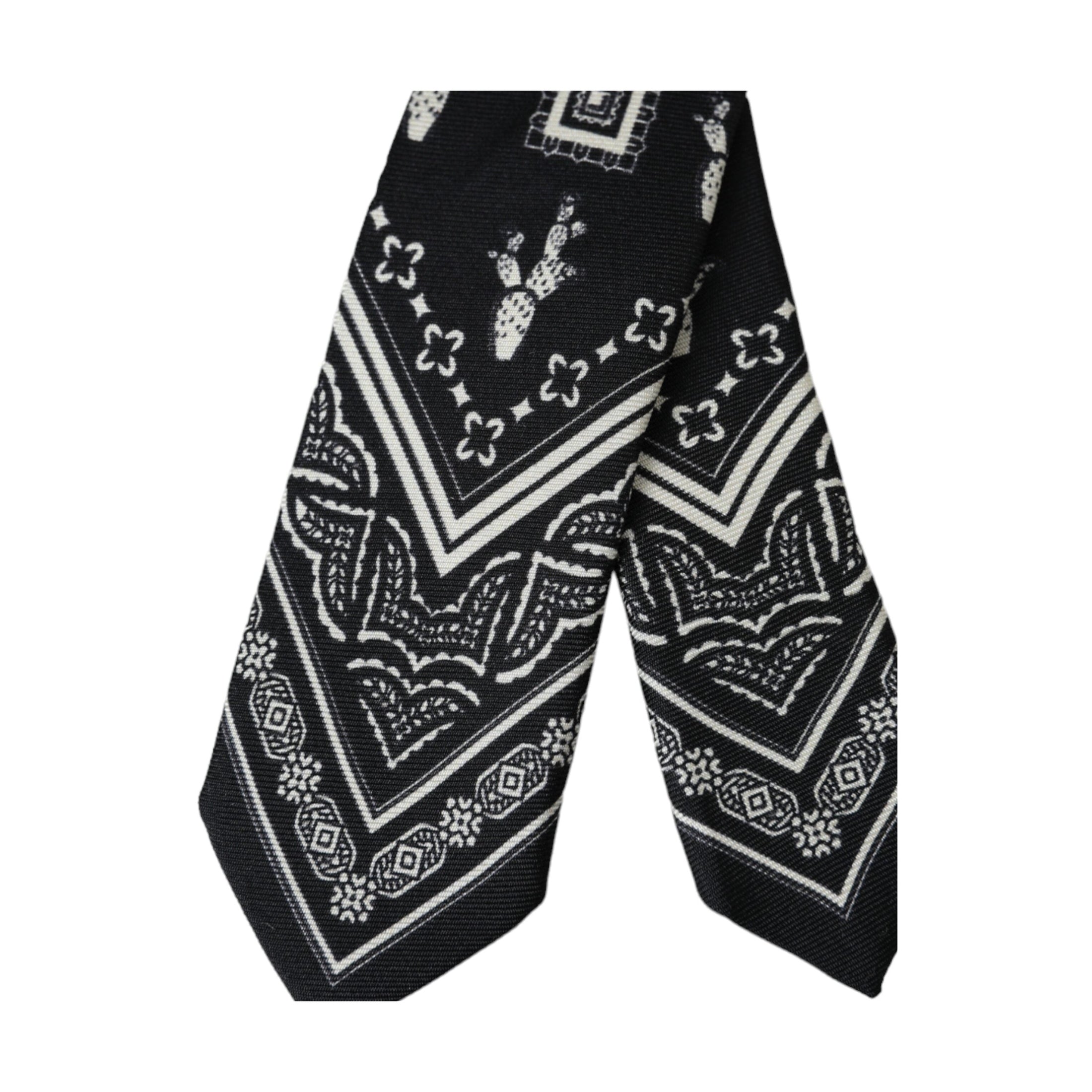 Dolce & Gabbana Black Patterned 100%Silk Adjustable Tie
