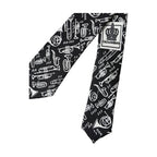 Dolce & Gabbana Black Trumpet Print Silk Adjustable Tie