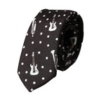 Dolce & Gabbana Black Guitar Print Silk Adjustable Tie