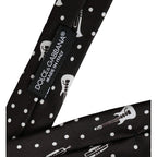 Dolce & Gabbana Black Guitar Print Silk Adjustable Tie