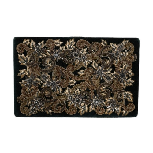 Dolce & Gabbana Black Velvet Gold Frame Clutch Evening Party Purse Bag