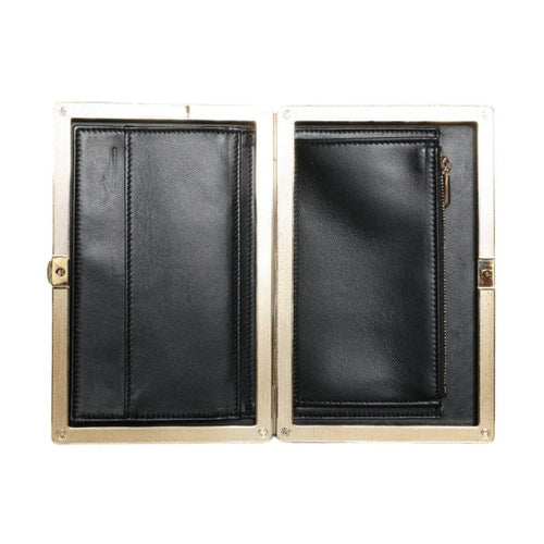 Dolce & Gabbana Black Velvet Gold Frame Clutch Evening Party Purse Bag