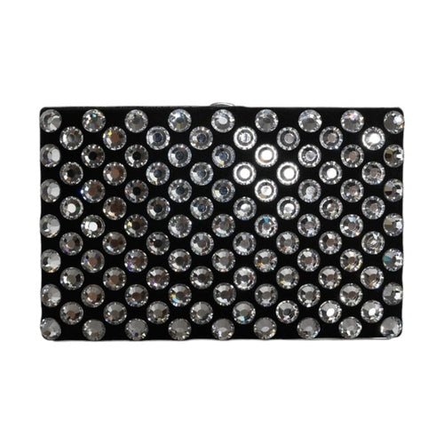 Dolce & Gabbana Black Velvet Crystal Clutch Evening Party Purse Bag