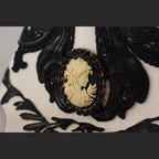 Dolce & Gabbana White Black Wool Embroidered Cameo Brooch Hat
