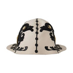 Dolce & Gabbana White Black Wool Embroidered Cameo Brooch Hat