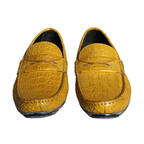 Dolce & Gabbana Yellow Leather Slip Mocassin Loafers Shoes