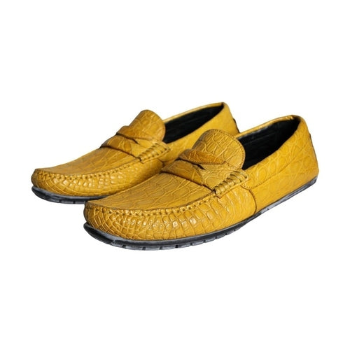 Dolce & Gabbana Yellow Leather Slip Mocassin Loafers Shoes