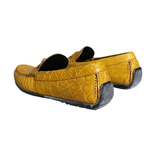 Dolce & Gabbana Yellow Leather Slip Mocassin Loafers Shoes