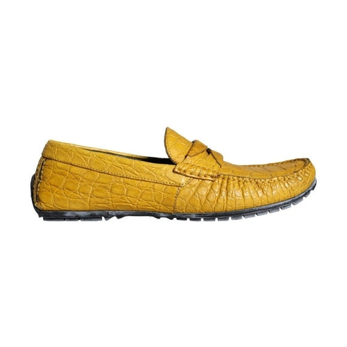 Dolce & Gabbana Yellow Leather Slip Mocassin Loafers Shoes