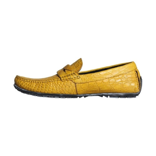 Dolce & Gabbana Yellow Leather Slip Mocassin Loafers Shoes