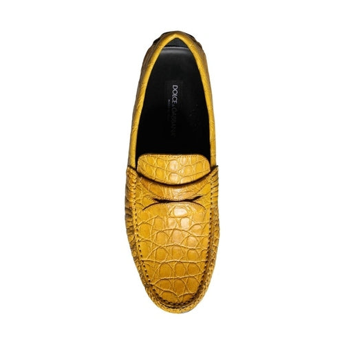 Dolce & Gabbana Yellow Leather Slip Mocassin Loafers Shoes
