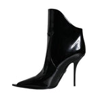 Dolce & Gabbana Black Patent Leather Pointed Ankle Boots Shoes