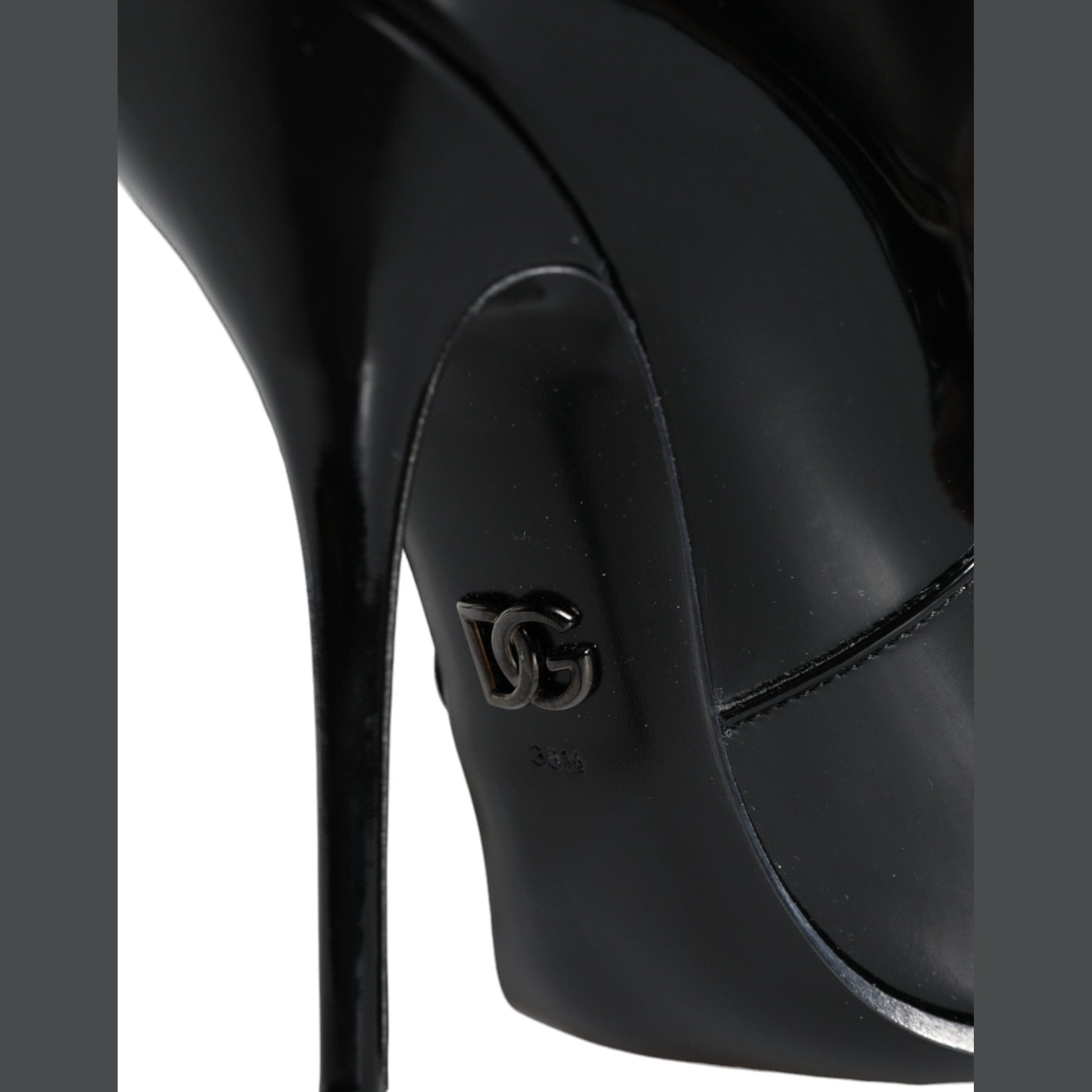 Dolce & Gabbana Black Patent Leather Pointed Ankle Boots Shoes