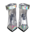 Dolce & Gabbana Silver Iridescent PVC Pointed Short Boots Shoes