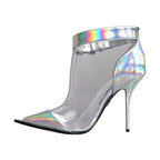 Dolce & Gabbana Silver Iridescent PVC Pointed Short Boots Shoes