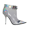 Dolce & Gabbana Silver Iridescent PVC Pointed Short Boots Shoes