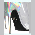 Dolce & Gabbana Silver Iridescent PVC Pointed Short Boots Shoes