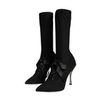 Dolce & Gabbana Black Stiletto Heels Mid Calf Boots Shoes
